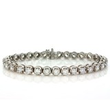 8.01 Cts. 14K White Gold Round Cut  Diamond Tennis Bracelet